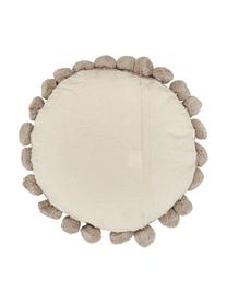 Coussin rond pompons Betta, Gris