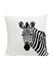 Kissenhülle Kelsey mit Zebra Motiv in Schwarz/Weiss, 100% Polyester, Weiss, Schwarz, 45 x 45 cm