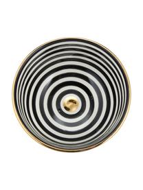 Bol céramique marocaine artisanale bord doré Assiette, Ø 15 cm, Céramique, Noir, couleur crème, or, Ø 15 x haut. 9 cm