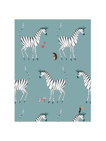 Carta da parati blu Zebra, Tessuto non tessuto, Blu, multicolore, Larg. 97 x Alt. 280 cm