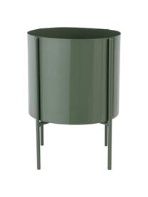 Grand cache-pot vert avec support Milton, Métal, enduit, Vert, brillant, Ø 25 x haut. 45 cm