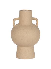 Vaso di design in gres con manici Barbara, Gres, Beige, Ø 16 x Alt. 24 cm