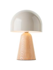 Lampada da tavolo piccola Nalam, Paralume: vetro, Beige chiaro, legno chiaro, Ø 20 x Alt. 31 cm