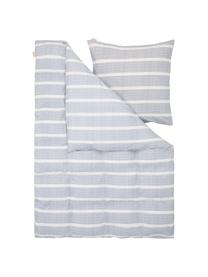 Gestreifte Baumwoll-Bettwäsche Stripe Along, Webart: Renforcé Renforcé besteht, Blau, Weiß, 135 x 200 cm + 1 Kissen 80 x 80 cm