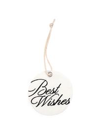 Etichetta regalo Best Wishes 6 pz, 60% cotone, 40% poliestere, Bianco, nero, Ø 6 x Alt. 6 cm