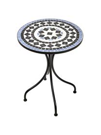 Garten-Bistrotisch Palazzo mit Mosaik, Ø 55 cm, Tischplatte: Keramik-Mosaiksteine, Beine: Metall, pulverbeschichtet, Schwarz, Blau, Weiß, Ø 55 x H 71 cm