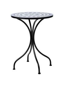 Mesa de jardín Palazzo, Tablero: piedras de cerámica en mo, Patas: metal con pintura en polv, Negro, azul, blanco, Ø 55 x Al 71 cm