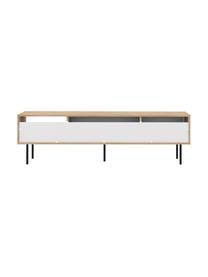 Mueble de TV Ampère, estilo escandinavo, Estructura: aglomerado recubierto de , Patas: metal recubierto, Roble, blanco, negro, An 165 x Al 40 cm