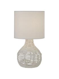 Lampada da tavolo con paralume in tessuto Linna, Paralume: tessuto, Base della lampada: rattan, Bianco, Ø 25 x Alt. 38 cm