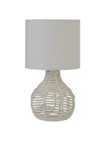 Tischlampe Linna aus Rattan, Lampenschirm: Stoff, Lampenfuß: Rattan, Weiß, Ø 25 x H 38 cm