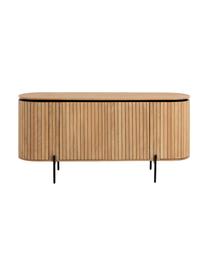 Sideboard Licia mit Türen aus Mangoholz, Korpus: Mangoholz, per Hand polie, Beige, Schwarz, B 170 x H 80 cm