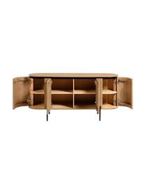 Credenza in legno di magno con ante Licia, Piedini: metallo verniciato, Beige, nero, Larg. 170 x Alt. 80 cm