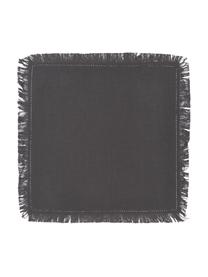 Serviettes de table en coton avec franges Hilma, 2 pièces, Noir
