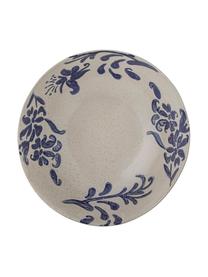 Assiettes creuses avec motif floral peint à la main Petunia, 6 pièces, Grès cérame, Beige, tons bleus, Ø 17 x haut. 6 cm