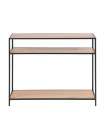 Konsole Seaford, Einlegeböden: Mitteldichte Holzfaserpla, Gestell: Metall, pulverbeschichtet, Holzoptik, Schwarz, B 100 x T 35 cm