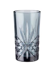 Longdrinkglazen Crystal Club met kristalreliëf, 4 stuks, Glas, Grijs, Ø 8 x H 14 cm