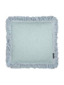 Housse de coussin bleu menthe à franges 40x40 Tine, Bleu menthe