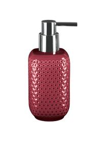 Dispenser sapone in gres Mila, Testa della pompa: metallo, Rosso bordeaux, Ø 8 x Alt. 17 cm