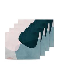 Placemats Graphic, 4 stuks, Polyester, Donkerblauw, blauw, grijs, roze, 35 x 45 cm