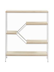 Standregal Push aus Holz und Metall, Gestell: Metall, lackiert, Weiss, Braun, 80 x 94 cm