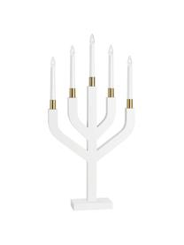 Candelabro con spina Aplared, Struttura: legno, verniciato, Bianco, ottonato, Larg. 31 x Alt. 63 cm