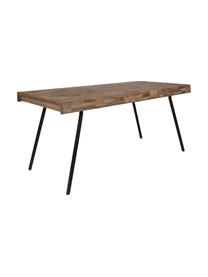 Stół do jadalni z blatem z drewna tekowego z recyklingu Suri, Blat: drewno tekowe pochodzące , Nogi: stal pokryta melaminą, Drewno tekowe z recyklingu, S 160 x G 78 cm