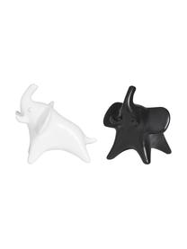 Set de salero y pimentero Elephant, 2 pzas., Porcelana, Blanco, negro, An 6 x Al 8 cm