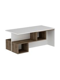 Mesa de centro Dilay, con espacio de almacenamiento, Aglomerado recubierto de melamina, Blanco, madera oscura, An 100 x Al 60 cm