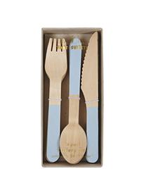 Set posate Zey, 24 pz., Legno, Marrone chiaro, azzurro, Larg. 3 x Alt. 17 cm