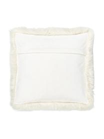 Housse de coussin 40x40 en fourrure synthétique lisse Mathilde, Blanc cassé, larg. 40 x long. 40 cm