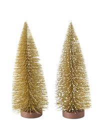 Set 2 alberi decorativi dorati Tarvo, Plastica, Dorato, Ø 9 x Alt. 22 cm