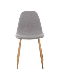 Gestoffeerde stoelen Wilma, 2 stuks, Poten: metaal met eiken decorati, Bekleding: polyester, Poten: eiken Bekleding: lichtgrijs, 45 x 84 cm