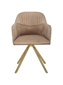 Silla giratoria con reposabrazos de terciopelo Lola, Tapizado: terciopelo de poliéster A, Patas: metal galvanizado, Terciopelo beige, dorado, An 53 x F 55 cm