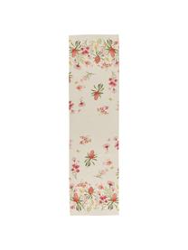 Tafelloper Caleo met zomers bloemen motief, 85% katoen, 15% linnen, Beige, met patroon, B 40 x L 145 cm