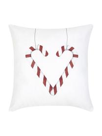 Kussenhoes Cupid met snoepstokken motief, Katoen, Rood, zwart, wit, B 40 x L 40 cm