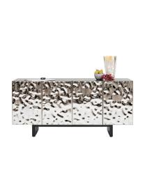 Enfilade avec portes en inox Caldera, Argenté, noir, larg. 160 x haut. 78 cm