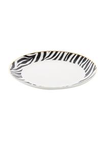 Platos postre Wild Jungle, 4 uds., Porcelana, Blanco con manchas negras, Ø 19 cm