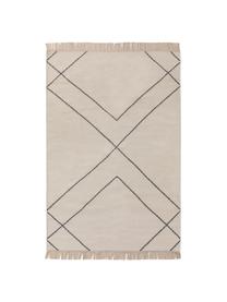 Alfombra kilim artesanal con flecos Vince, 90% algodón, 10% poliéster

Las alfombras de lana se pueden aflojar durante las primeras semanas de uso, la pelusa se reduce con el uso diario, Marfil, gris oscuro, An 200 x L 300 cm (Tamaño L)