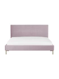 Gestoffeerd fluwelen bed Peace in mauve, Frame: massief grenenhout en pla, Bekleding: polyester fluweel, Poten: gepoedercoat metaal, Fluweel mauve, 200 x 200 cm