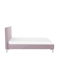 Gestoffeerd fluwelen bed Peace in mauve, Frame: massief grenenhout en pla, Bekleding: polyester fluweel, Poten: gepoedercoat metaal, Fluweel mauve, 200 x 200 cm