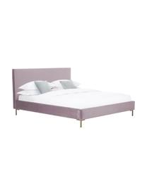 Gestoffeerd fluwelen bed Peace in mauve, Frame: massief grenenhout en pla, Bekleding: polyester fluweel, Poten: gepoedercoat metaal, Fluweel mauve, 200 x 200 cm