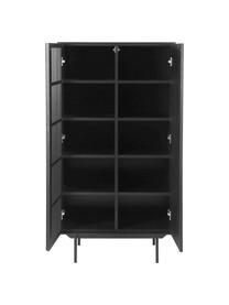 Highboard Mojo mit geriffelter Front, Korpus: Mitteldichte Holzfaserpla, Füße: Metall, pulverbeschichtet, Schwarz, B 80 x H 150 cm