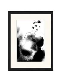 Ingelijste digitale print Fashion, Afbeelding: digitale print op papier,, Lijst: gelakt hout, Zwart, wit, B 33 cm x H 43 cm