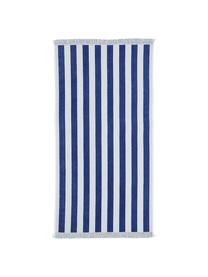 Gestreiftes Strandtuch Mare mit Fransen, 100% Baumwolle
leichte Qualität 380 g/m², Blau, Weiss, B 80 x L 160 cm