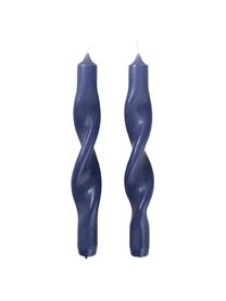 Velas cónicasTwist, 2uds., Cera, Azul, Ø 2 x Al 23 cm