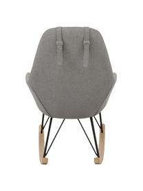 Sedia a dondolo in tessuto grigio Jolene, Rivestimento: 100% poliestere Il rivest, Struttura: metallo verniciato a polv, Piedini: legno di frassino massicc, Tessuto grigio, Larg. 66 x Prof. 102 cm