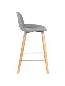 Chaise de comptoir design Albert Kuip, Assise : gris clair Pieds : frêne Cadre et repose-pieds : gris