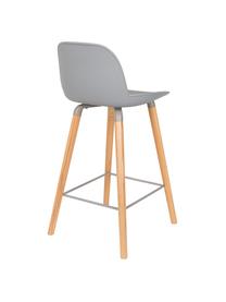 Designová barová židle Albert Kuip, Sedací část: světle šedá Nohy: jasan Rám a opěrka noh: šedá