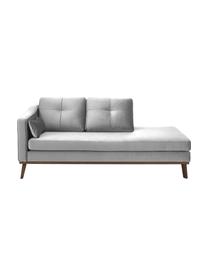 Fluwelen chaise longue Alva in grijs met beukenhout-poten, Bekleding: fluweel (hoogwaardig poly, Frame: massief grenenhout, Poten: massief gebeitst beukenho, Grijs, B 193 x D 94 cm