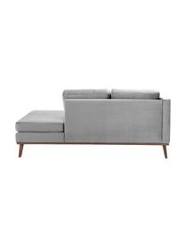 Fluwelen chaise longue Alva in grijs met beukenhout-poten, Bekleding: fluweel (hoogwaardig poly, Frame: massief grenenhout, Poten: massief gebeitst beukenho, Grijs, B 193 x D 94 cm